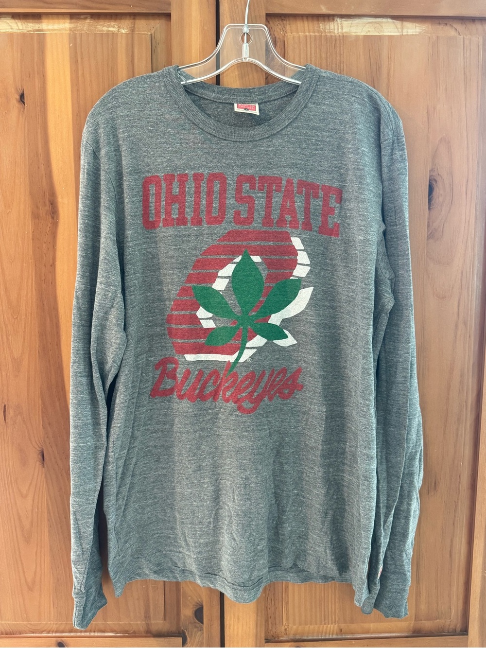 HOMAGE Gray Crewneck with Red & Green Ohio State Graphic